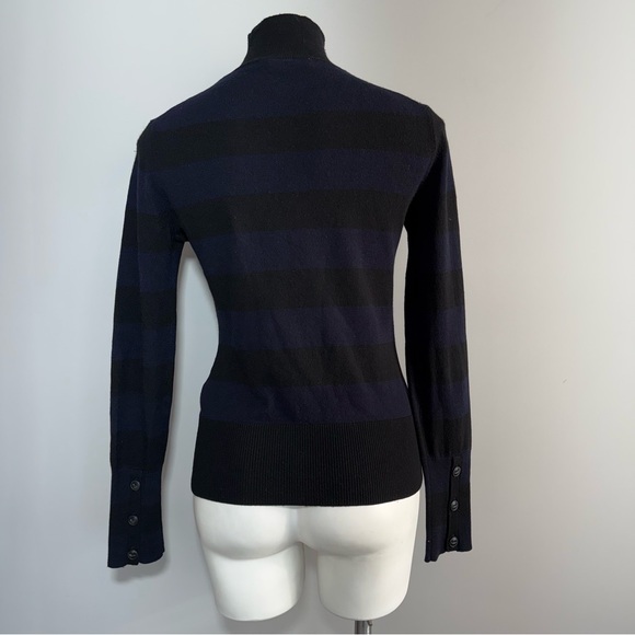 Rag & Bone Navy Black Striped Cashmere Wool Blend Mock Neck Turtleneck Sweater S - Picture 5 of 15
